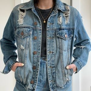 Oversized ripped denim jacket from Tobi